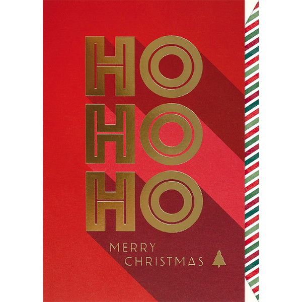 Ho Ho Ho Christmas Card - Red