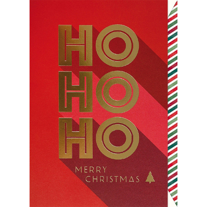 Ho Ho Ho Christmas Card - Red