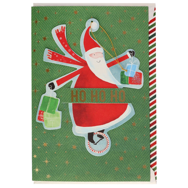 Ho Ho Santa Christmas Card - Green