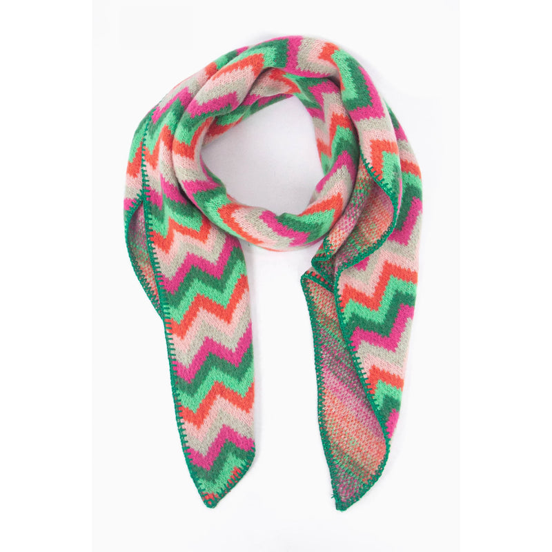 Honor Heavyweight Scarf - Green ZigZag