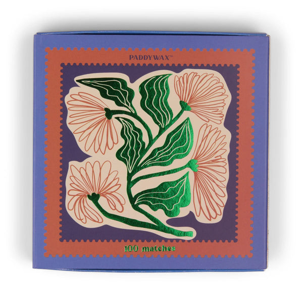 Jumbo Boxed Matches - Cobalt Tips Floral