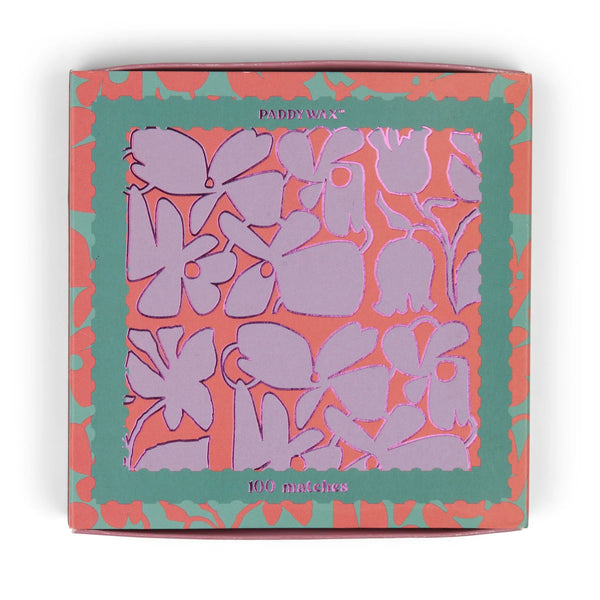 Jumbo Boxed Matches - Teal Tips Abstract Floral