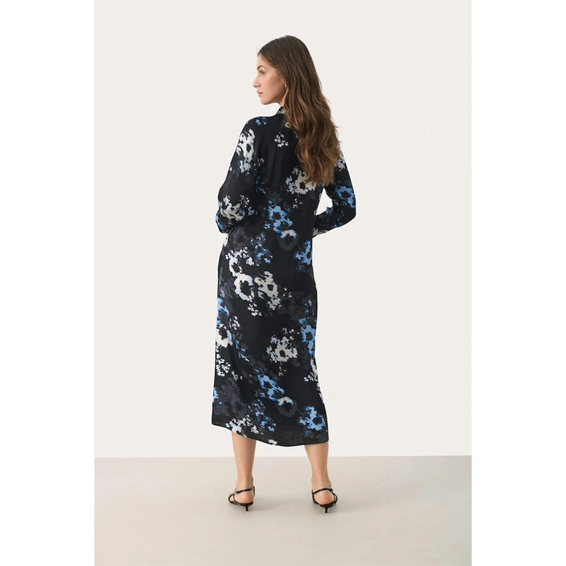 Lamiya Dress - Dark Navy Blurred Flower