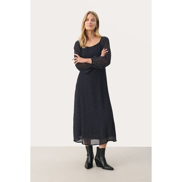 Lanka Dress - Dark Navy Dot