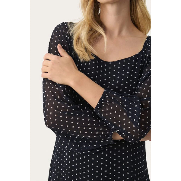 Lanka Dress - Dark Navy Dot