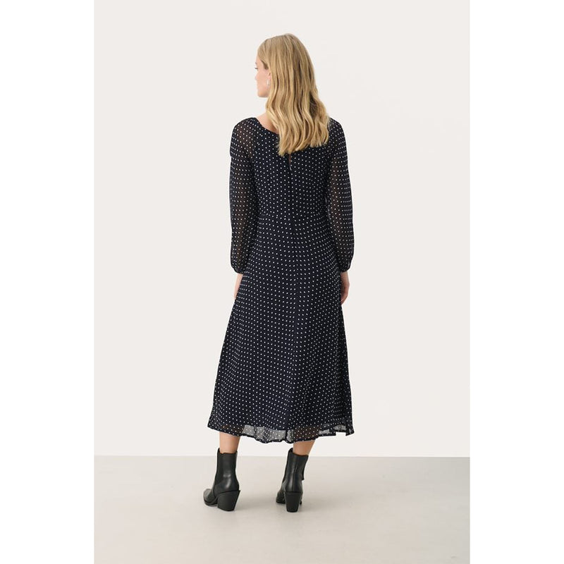 Lanka Dress - Dark Navy Dot