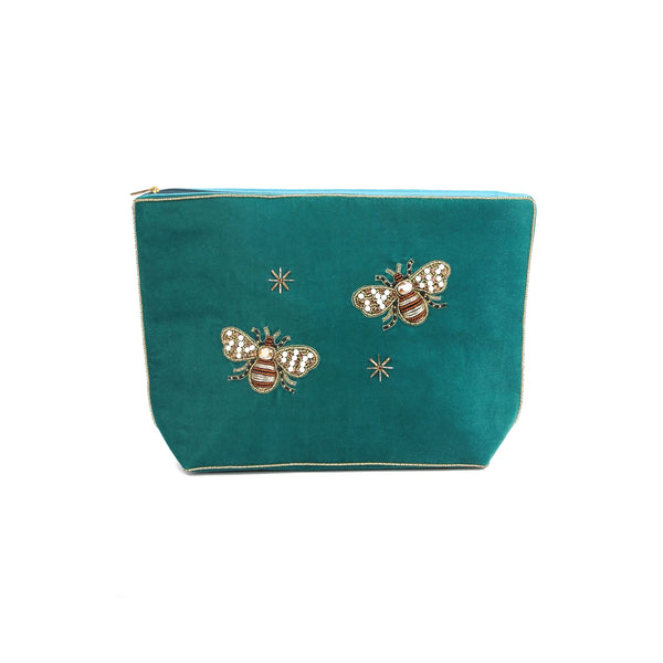 Large Golden Bee Pouch - Teal