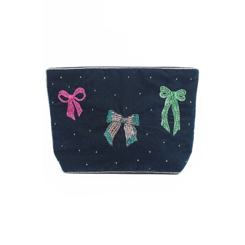 Large Multi Bows Pouch - Dark Blue