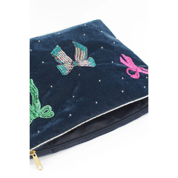 Large Multi Bows Pouch - Dark Blue
