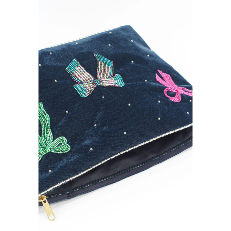 Large Multi Bows Pouch - Dark Blue
