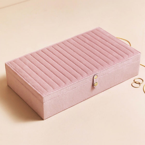 Large Quilted Velvet Jewellery Box - Pink