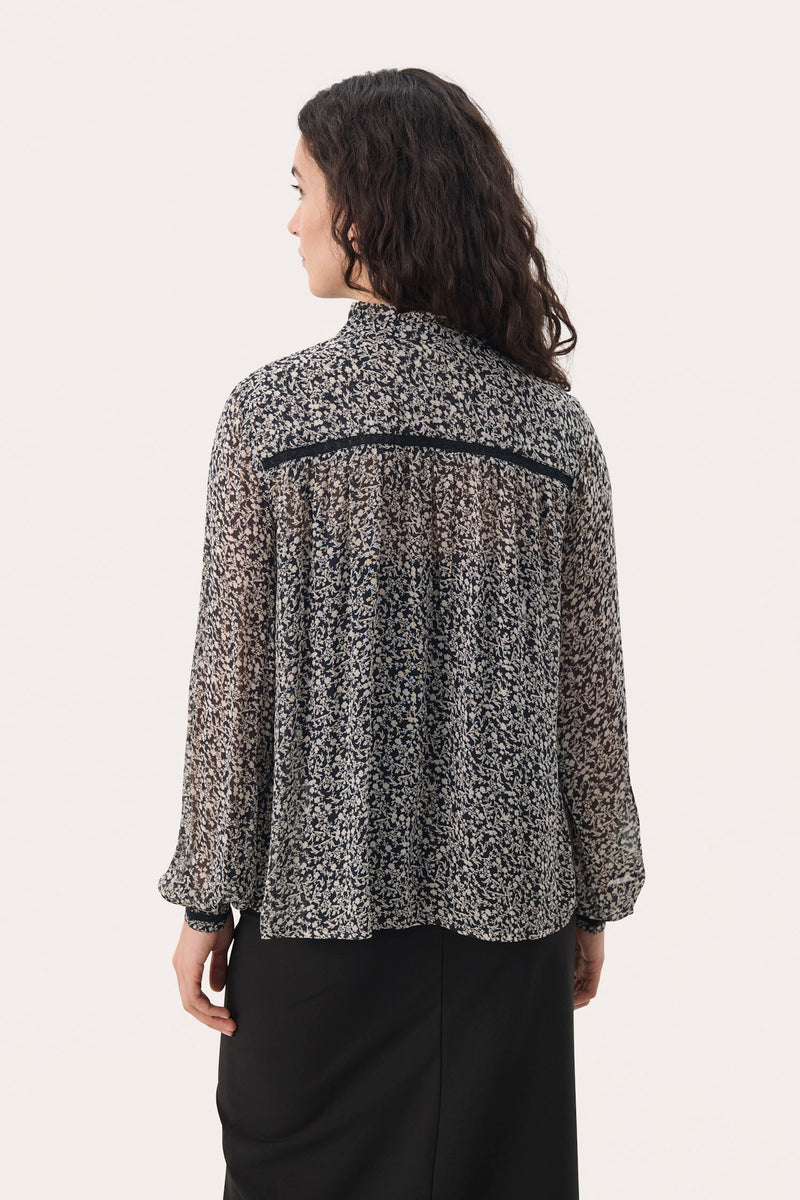 Leolu Blouse - Dark Navy Micro Flower