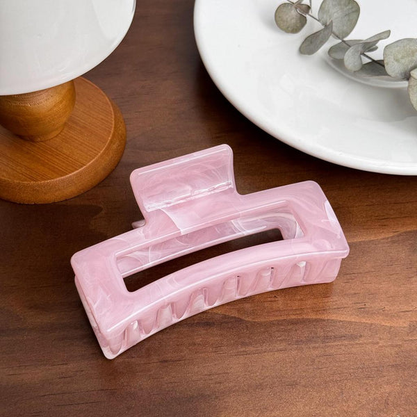 Long Resin Claw Hair Clip - Pink Marble