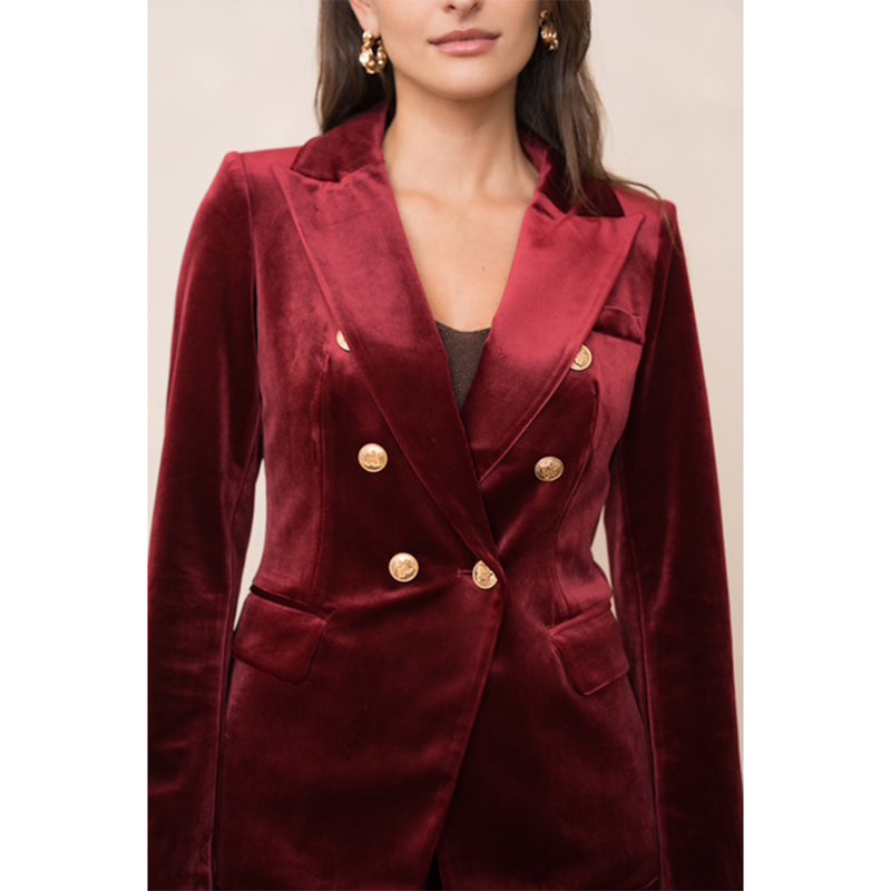 Mandy Velvet Blazer - Burgundy