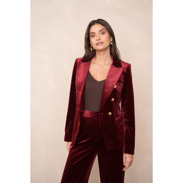 Mandy Velvet Blazer - Burgundy
