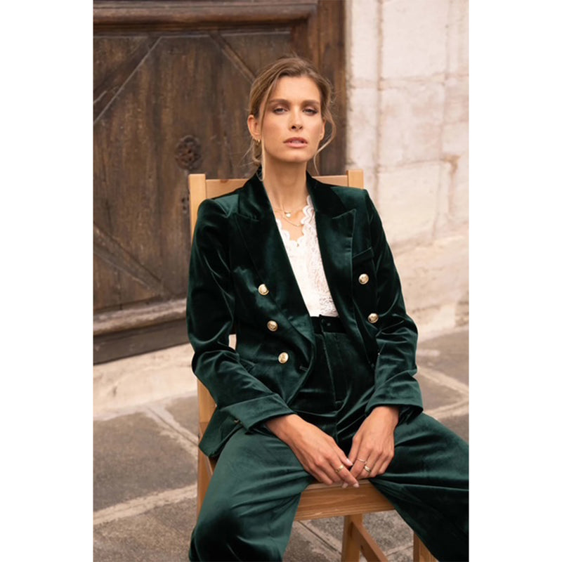 Mandy Velvet Blazer - Green