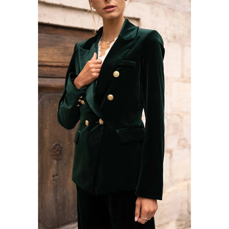 Mandy Velvet Blazer - Green
