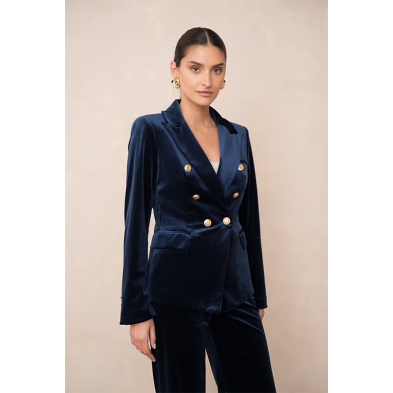 Mandy Velvet Blazer - Navy