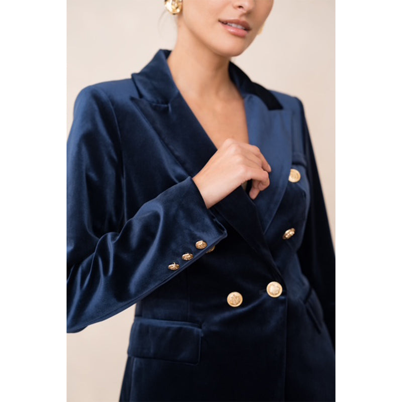 Mandy Velvet Blazer - Navy