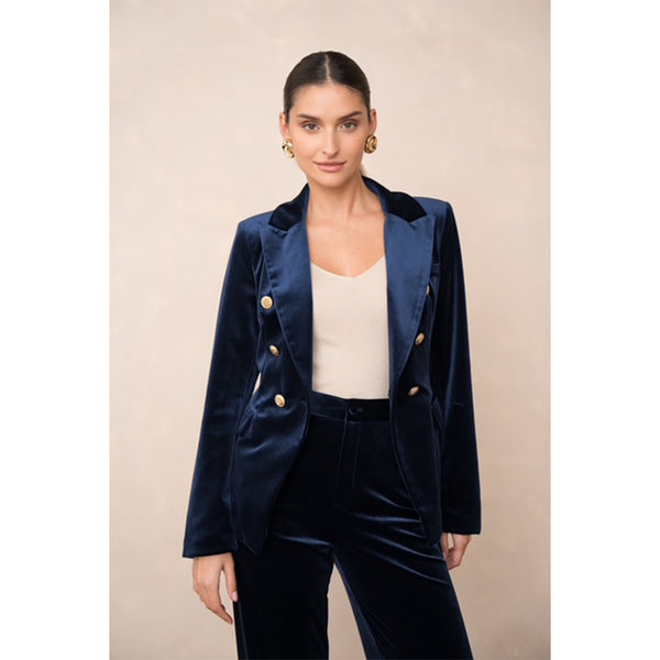 Mandy Velvet Blazer - Navy