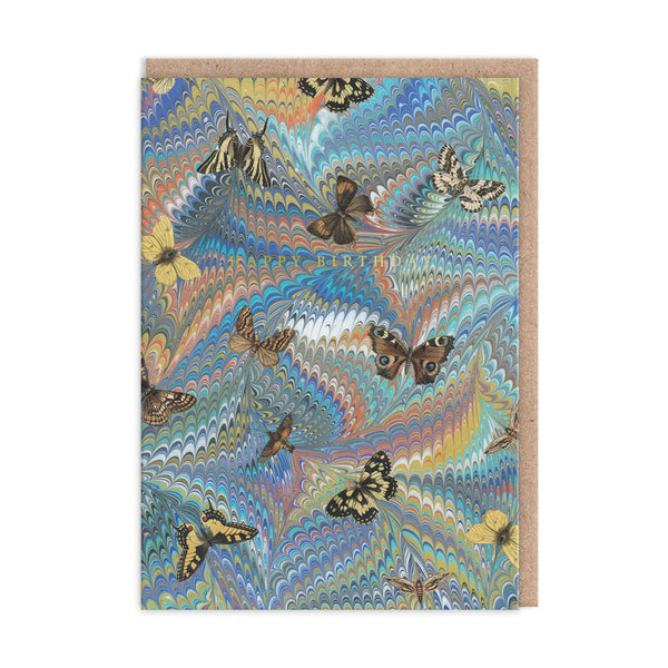 Marble Blue Butterfly Birthday Card