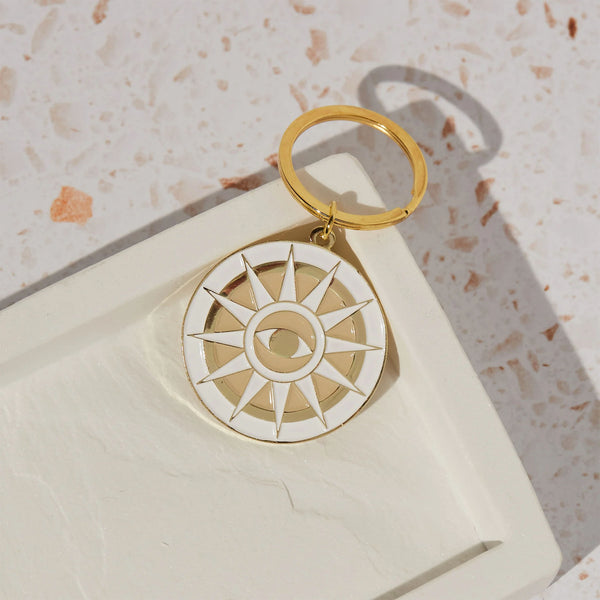 Mati Enamel Keyring - White Sun