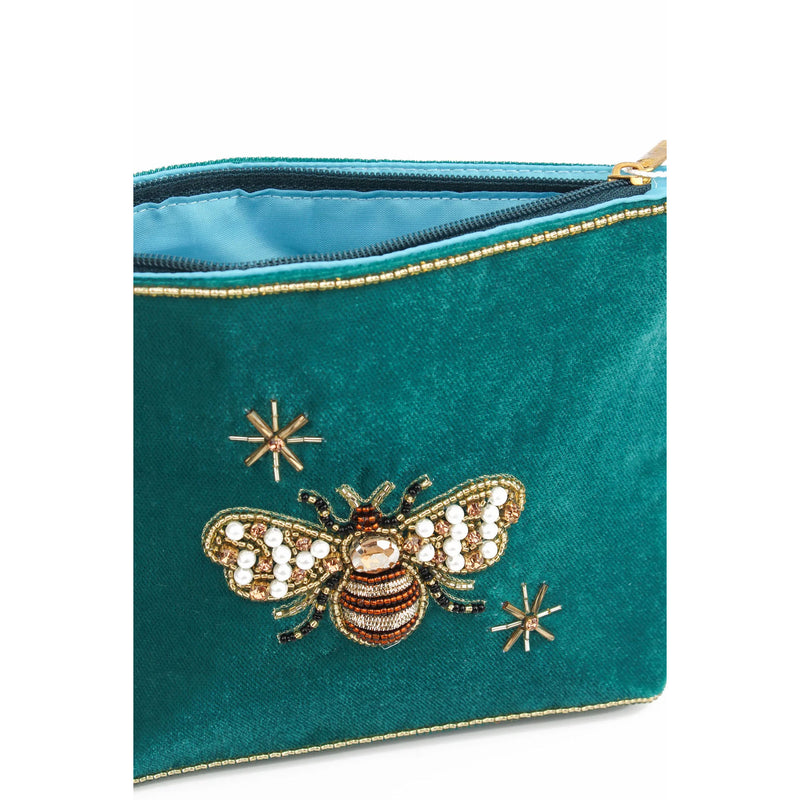 Medium Golden Bee Pouch - Teal