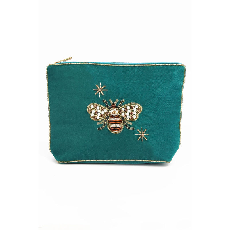 Medium Golden Bee Pouch - Teal