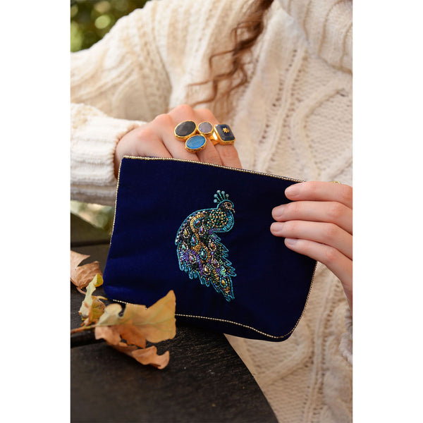 Medium Peacock Pouch - Cobalt