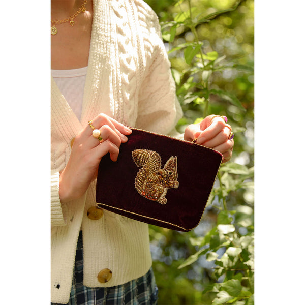 Medium Squirrel Pouch - Burgundy