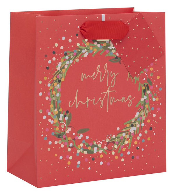 Medium Merry Christmas Gift Bag - Red Bauble