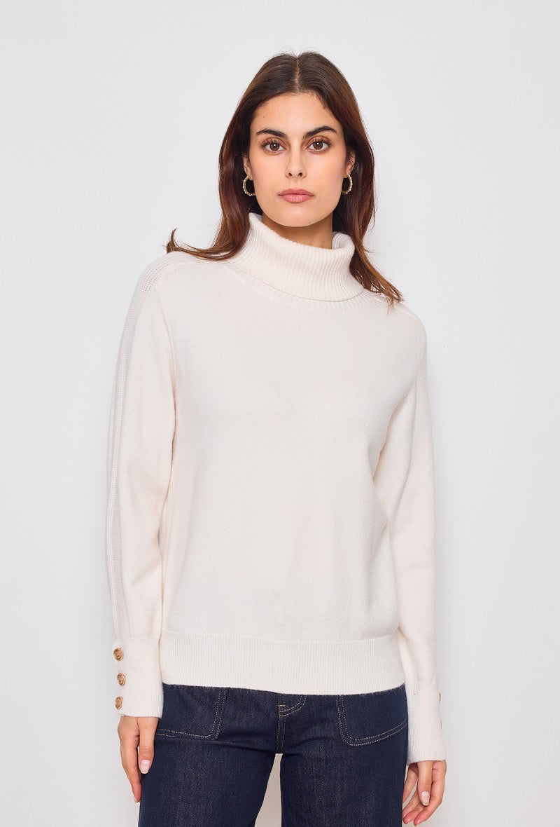 Melina Roll Neck Sweater - Ecru