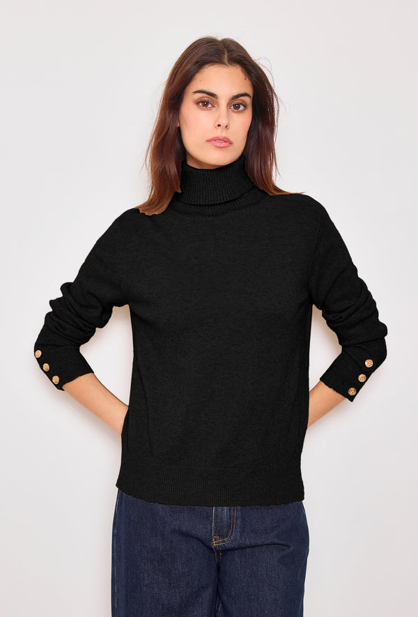 Melina Roll Neck Sweater - Black