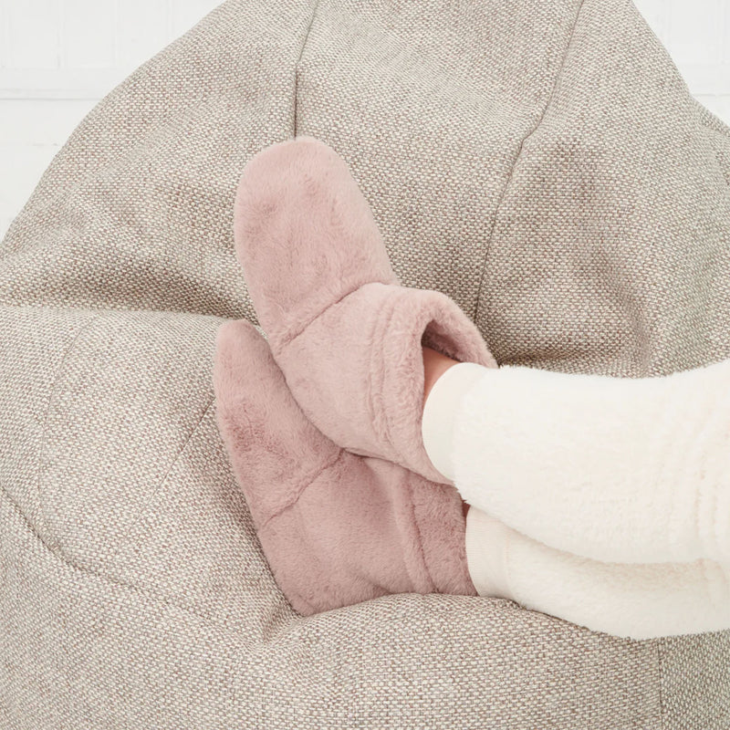 Microwavable Faux Fur Slipper Boots - Pink