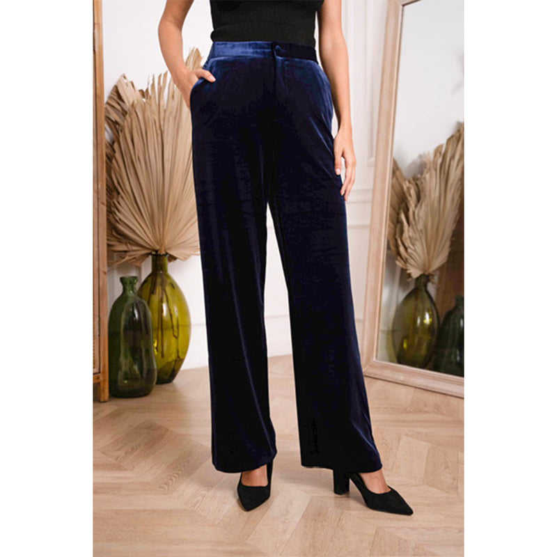 Millie Velvet Trousers - Navy