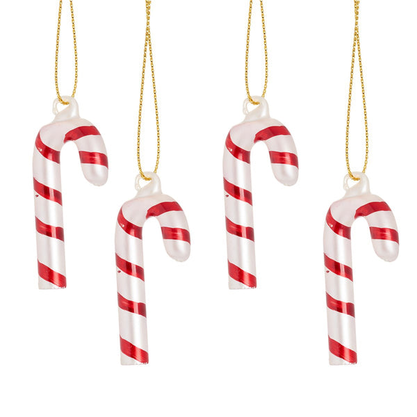 Mini Peppermint Candy Cane Baubles - Set Of 4