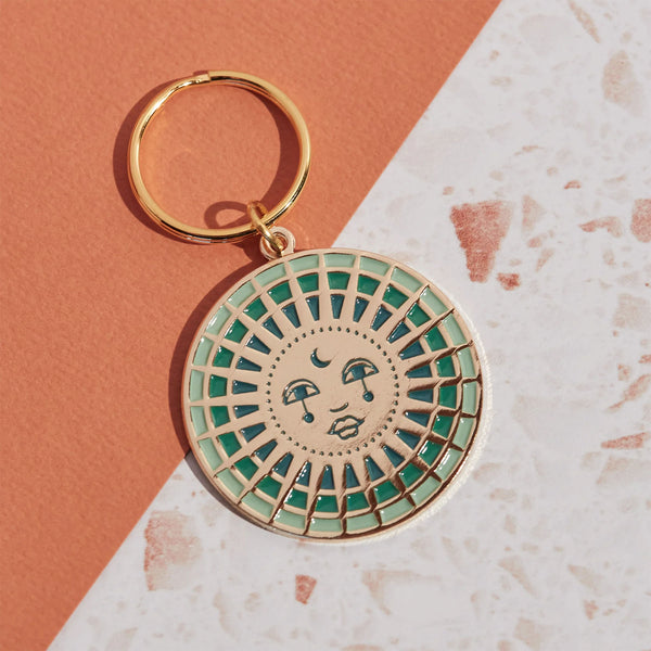 Moon Enamel Keyring - Green