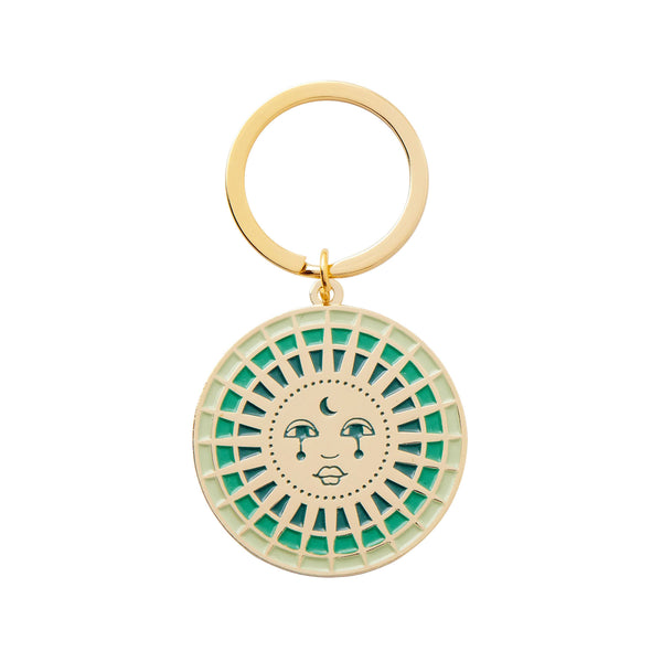 Moon Enamel Keyring - Green