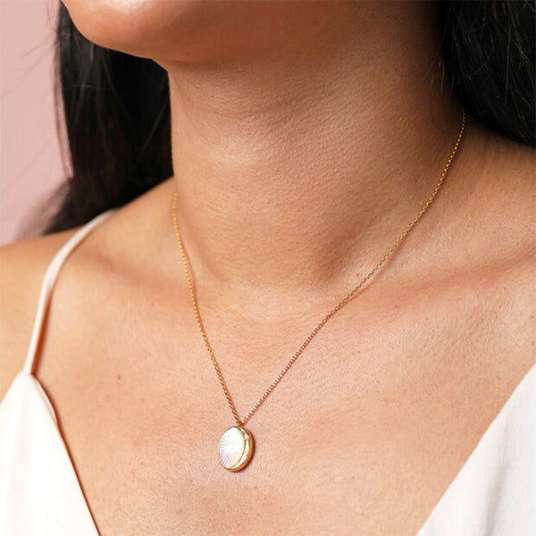 Mother of Pearl Moon Necklace - Gold