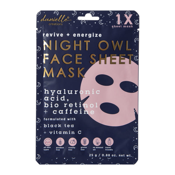 Night Owl Face Sheet Mask - Hyaluronic Acid, Bio Retinol + Caffeine