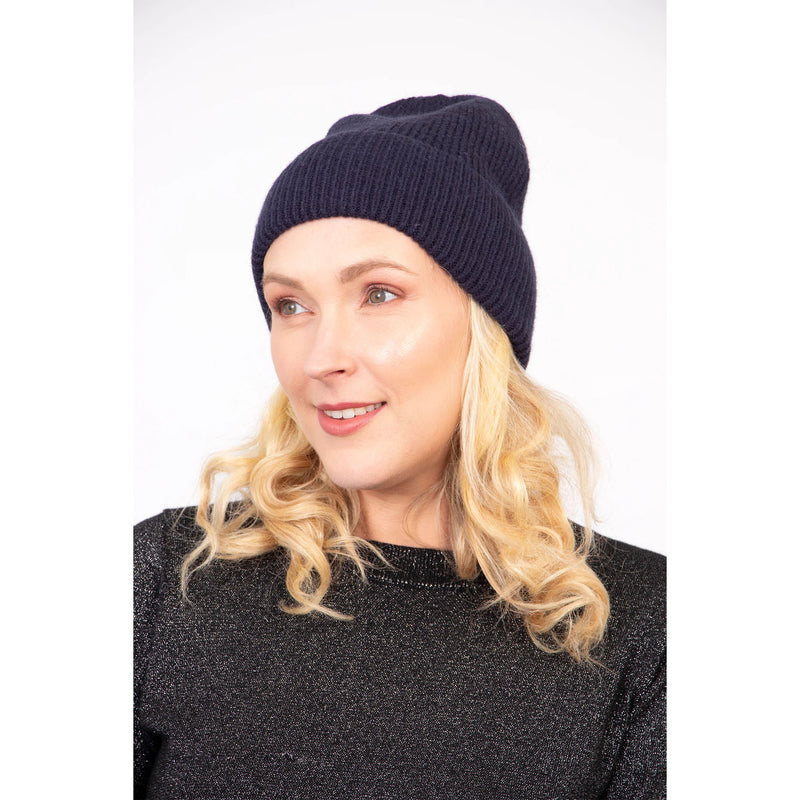 Noelle Plain Beanie - Navy Blue