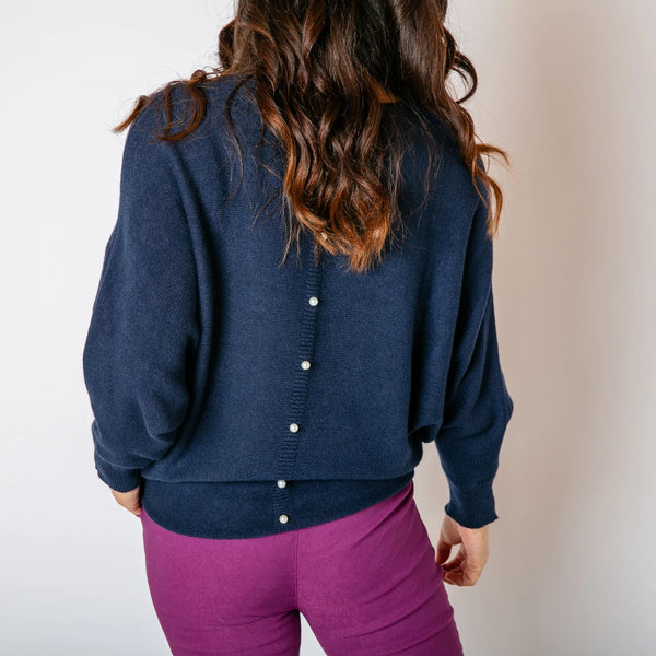 Pearl Back Jumper - Navy