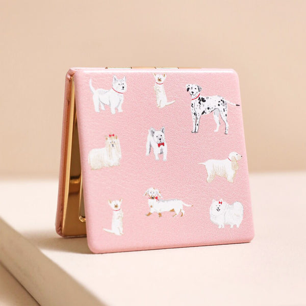 Dog Prints Compact Mirror - Pink