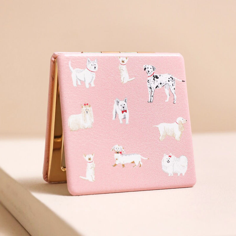 Dog Prints Compact Mirror - Pink