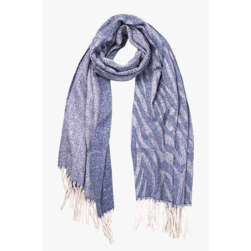 Printed Heavyweight Scarf - Navy Blue Zebra