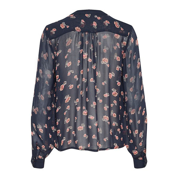 Prisca Blouse - Dark Navy Mini Blurred Flower