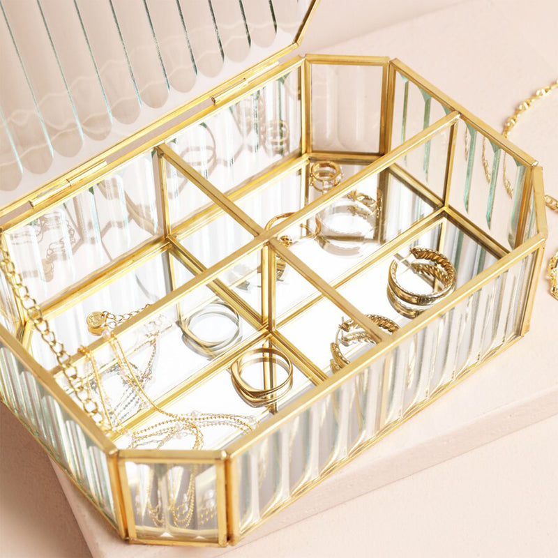 Ribbed Glass Jewellery Box