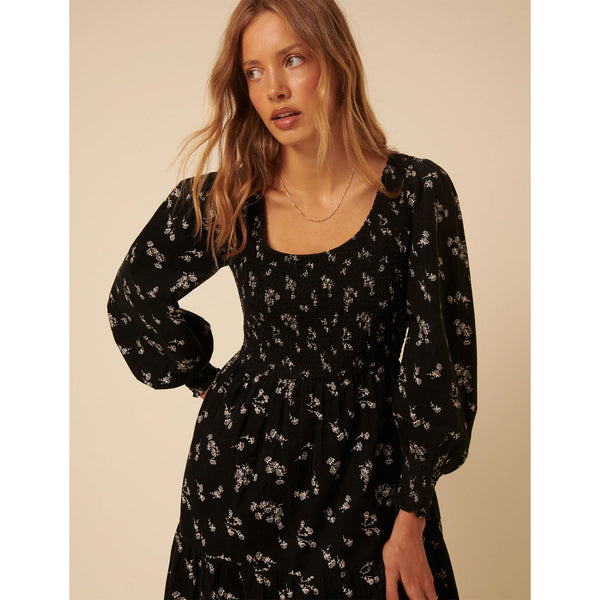 Ruby Midi Dress - Black Floral
