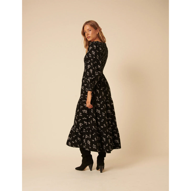 Ruby Midi Dress - Black Floral