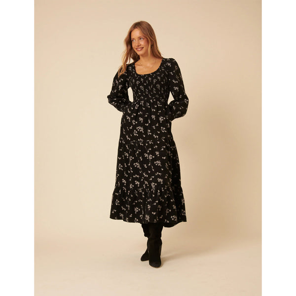 Ruby Midi Dress - Black Floral